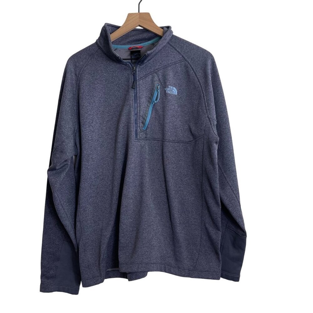The North Face Mens 1/4 Zip Pullover Fleece Jacket Heather Gray Size M